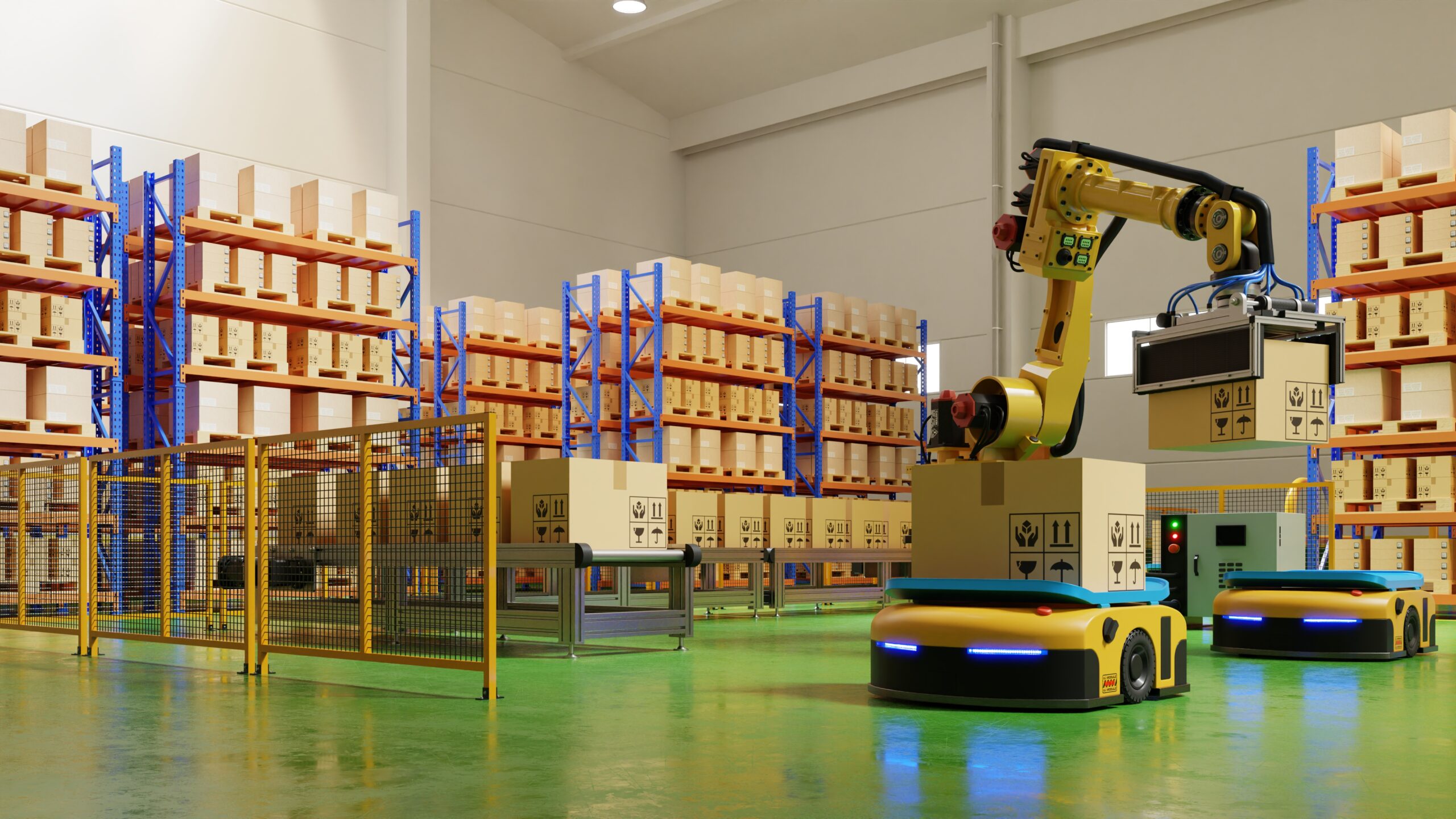RFID inventory scanning inside a warehouse powered by 1XA ERP automation system